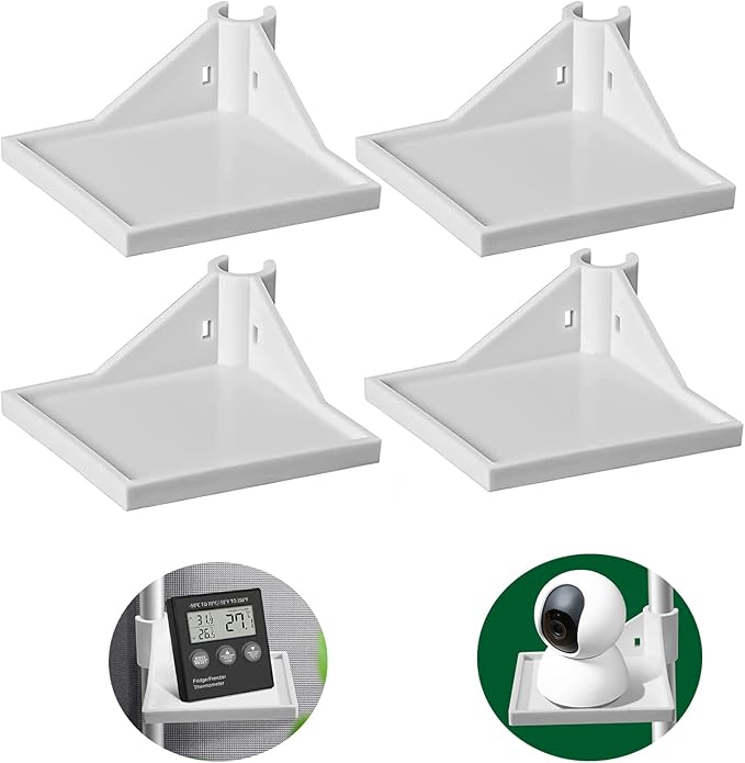 4 PCS Grow Tent Corner Shelf,16 mm Grow Tent Accessories,White Grow Tent Shelves for Place The Hygrometer Camera and Planting Equipment Black/White (White/4PCS) by Unknown