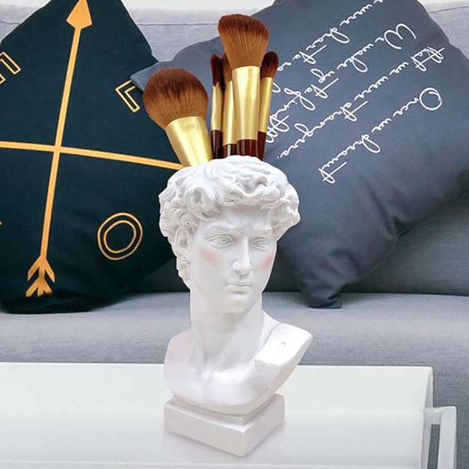 DOITOOL Greek Statue of David Collectible Figurine Cute Vase Vases for Decor Face Flower Dried Flower Vase Decorative Planter Greece Ornaments White Resin - Image 7