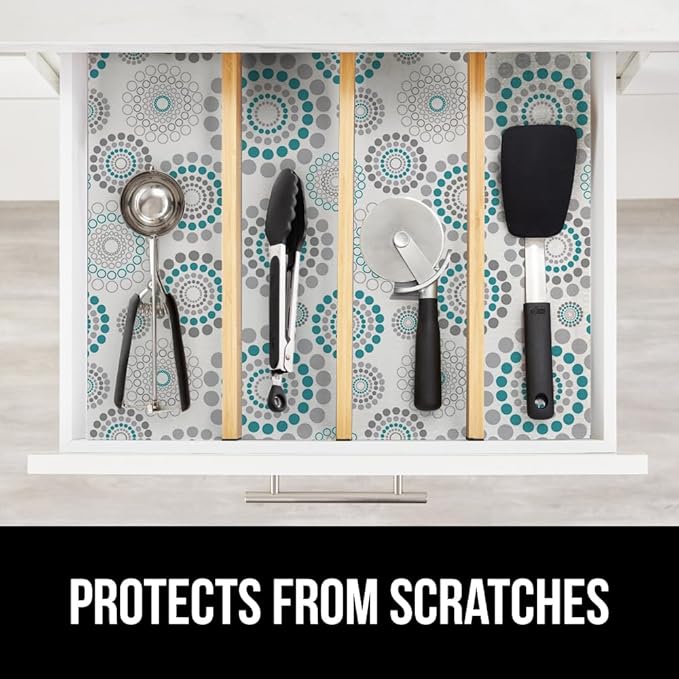 GORILLA GRIP Peel and Stick Paper, Removable Cover for Books, Shelves, Countertops, Drawers, Cabinets and Crafts, Easy Install Kitchen Decor, Shelf, Drawer, Cabinet Liners, 17.5 in x 10 FT Spiral Turq - Image 3