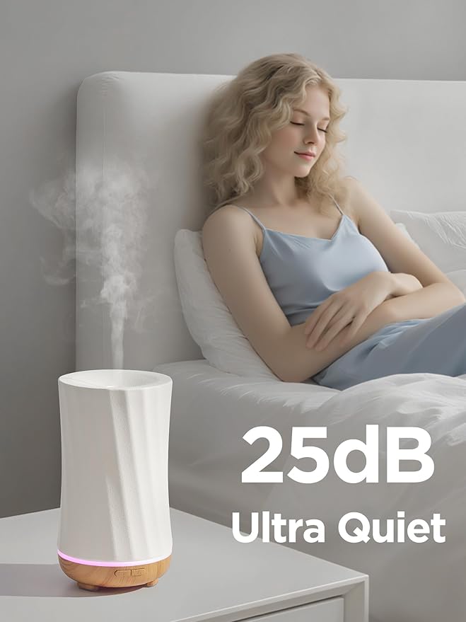 InnoGear 150ml Ceramic Oil Diffuser, Handcrafted Stone Essential Oil Diffuser Aromatherapy Diffusers Ultrasonic Cool Mist Humidifier Vaporizor with 2 Mist Modes for Room Home, White Twist Ceramic - Image 7