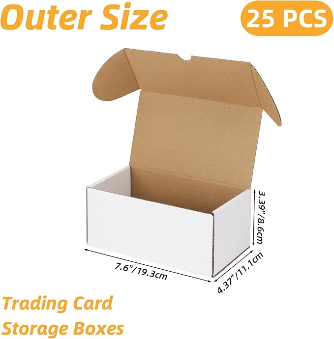 Bulk 200 Capacity Card Toploaders Storage Box, in Total 25 Pack Brown White Cardboard Shipping Boxes for 5000 Count 35pt 3x4 inch Toploaders or Toploaded Cards - Image 3