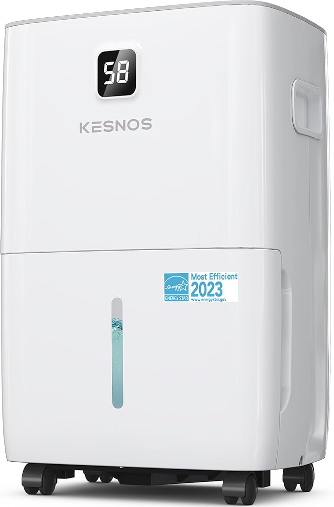 Kesnos 120 Pints Energy Star Dehumidifier for Home & Basement with Drain Hose, Front LED Display and 1.06 Gal Water Tank, Ideal for Spaces up to 6,500 Sq. Ft., Featuring Auto Defrost & Timer Function by KESNOS