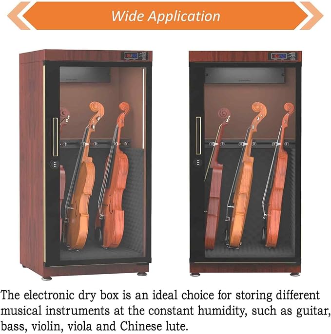 Electronic Dehumidifying Dry Cabinet Box for Musical Instruments Digital Humidity Control (35-60% RH), LED Light, Silent Operation, for Guitar, Violin, Bass, Chinese Lute & More 110V - Image 7