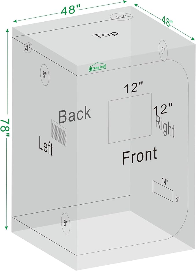 Grow Tent for Plants Indoor 48"x48"x78" Mylar Hydroponic Grow Tents Indoor Grow Room for Plant Fruit Flower Veg with Observation Window & Removable Waterproof Floor Tray - Image 9