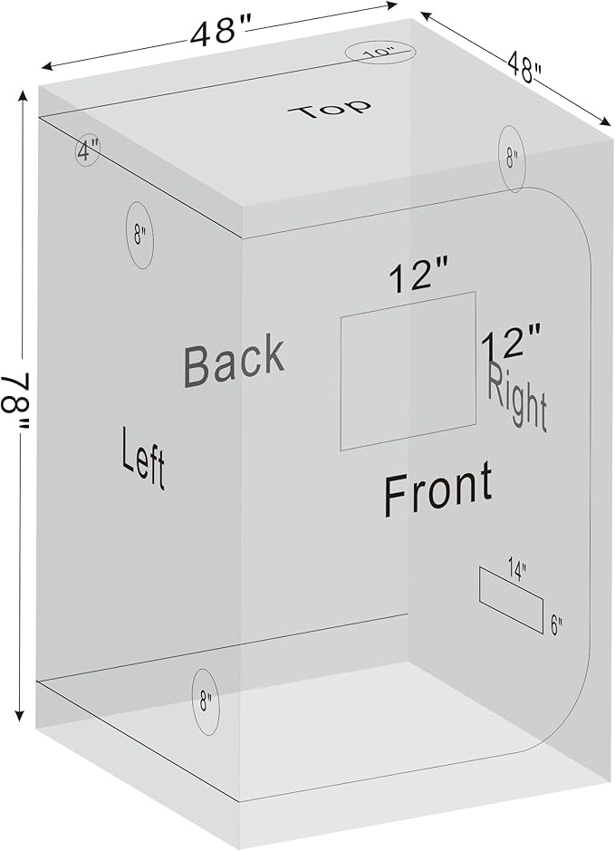 Grow Tent 48"x48"x78" Growing Tents for Indoor Plant 600D Mylar Hydroponic High Reflective Grow Tent for Plant Fruit Flower Veg Growing 4x4 - Image 9