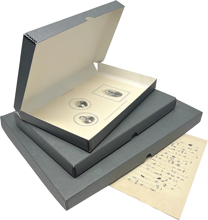 Lineco Folio Storage Box, Clamshell Design with Metal Edge. 16.5x20.5x1.75 Inches, Archival Boxboard, Preserve Photos, Cards, Magazines, Documents, Art, Ephemera, Family Records, Gray, Pack of 1 - Image 8