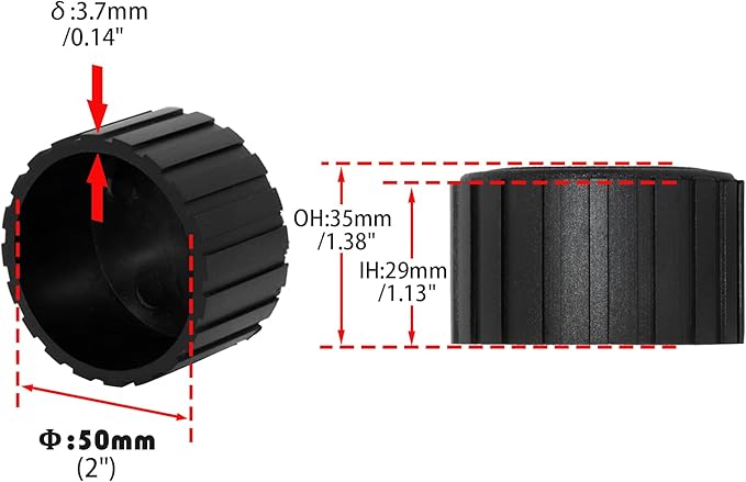 Flyshop 2", 50 mm, Patio Round Chair Leg Caps, Furniture Table Feet Covers Floor Protectors, Non-Marking Frosted Synthetic Rubber Legs Tips, 8 Pack, Black - Image 2