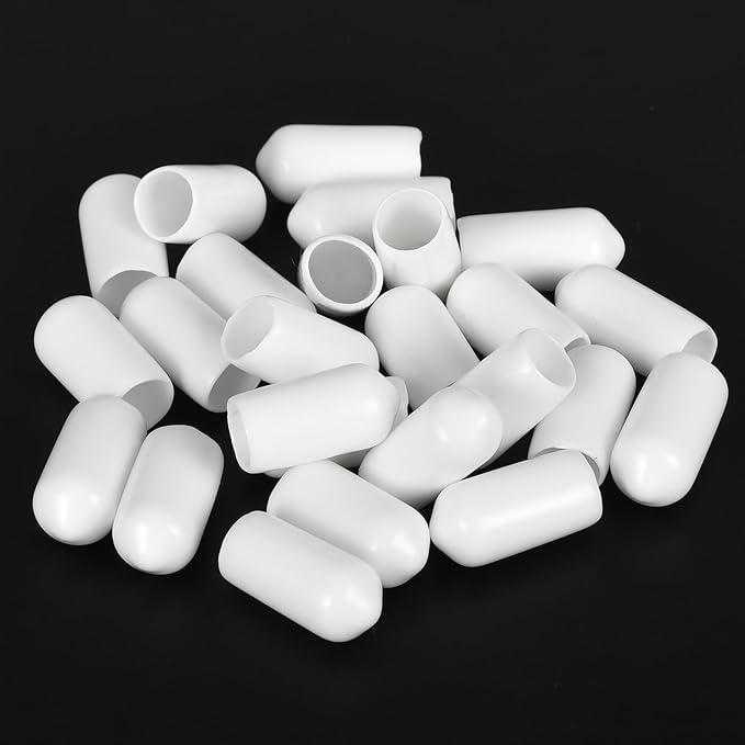 uxcell 20pcs Rubber End Caps 7mm ID Vinyl Round End Cap Cover Screw Thread Protectors White - Image 4