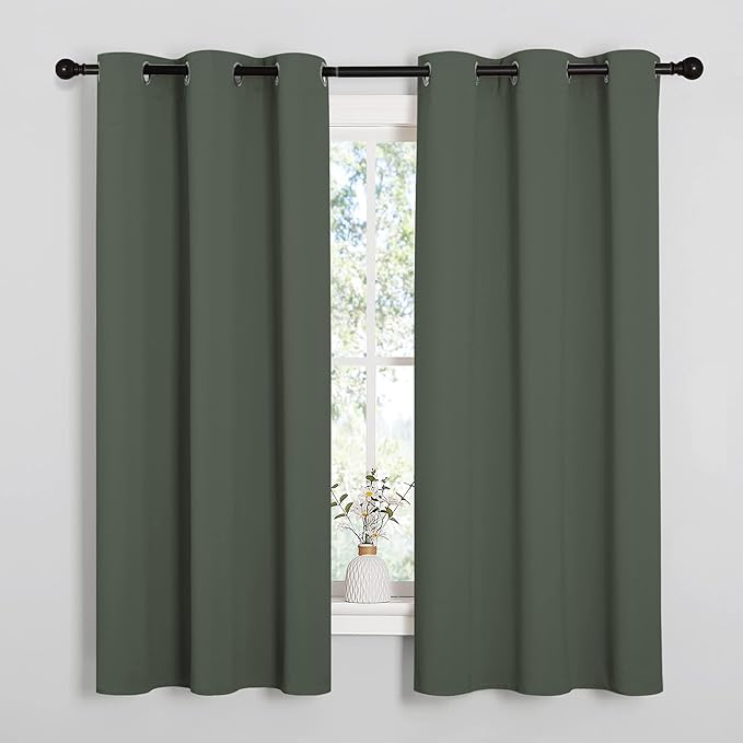 NICETOWN Blackout Curtain Panels, Home Decoration Thermal Insulated Solid Grommet Blackout Drape for Dining Room (Dark Mallard, 1 Pair, 42 by 63-Inch) by NICETOWN