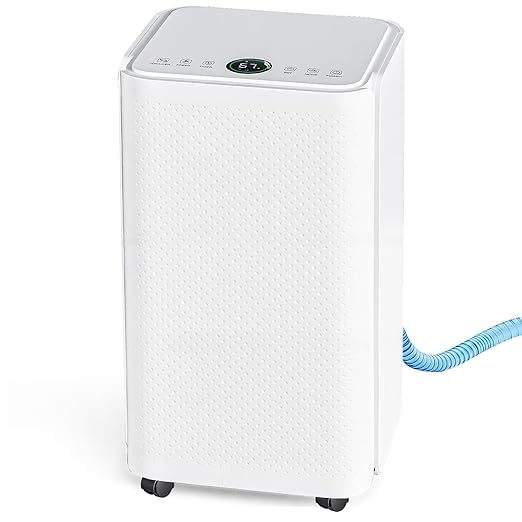 NEWBULIG 30Pints Dehumidifier with Drain Hose, 2,000 Sq.Ft Dehumidifier for Basement, 0.53 Gallon Tank, Low 38dB, Smart Humidity Ring, Ideal Whole House Humidity Remover for Home, Bedroom & Bathroom by NEWBULIG