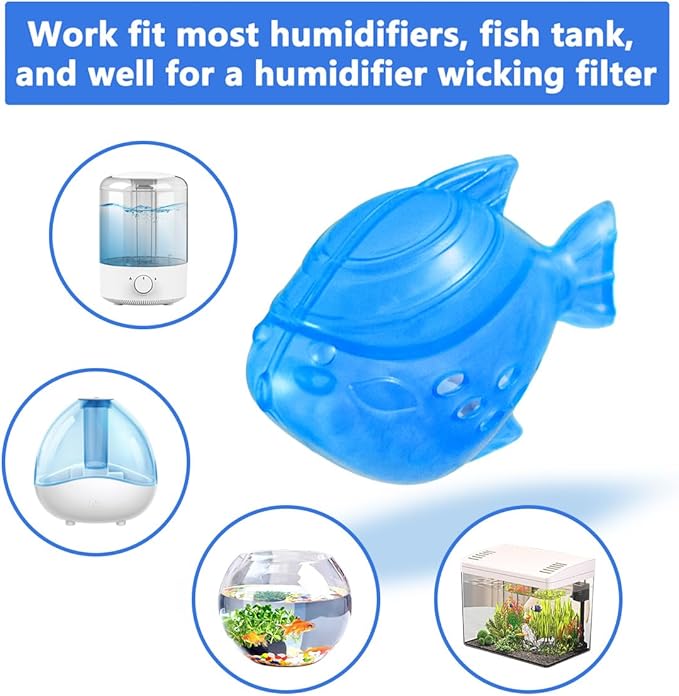 Humidifier Tank Cleaner, 10PCS Universal Humidifier filters fish Compatible with Drop,Droplet, Warm&Cool Mist Humidifiers, Fish Tank, Keep The Water (Fish-blue) - Image 2