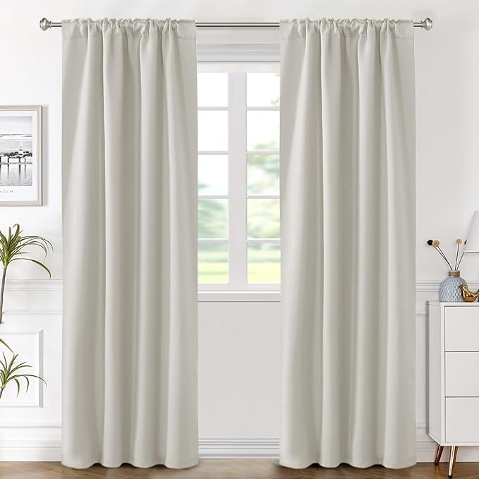 H.VERSAILTEX Blackout Curtains Thermal Insulated Window Treatment Panels Room Darkening Blackout Drapes for Living Room Back Tab/Rod Pocket Bedroom Draperies (2 Panels, Ivory/Cream, 42 x 84 Inch) - Image 2