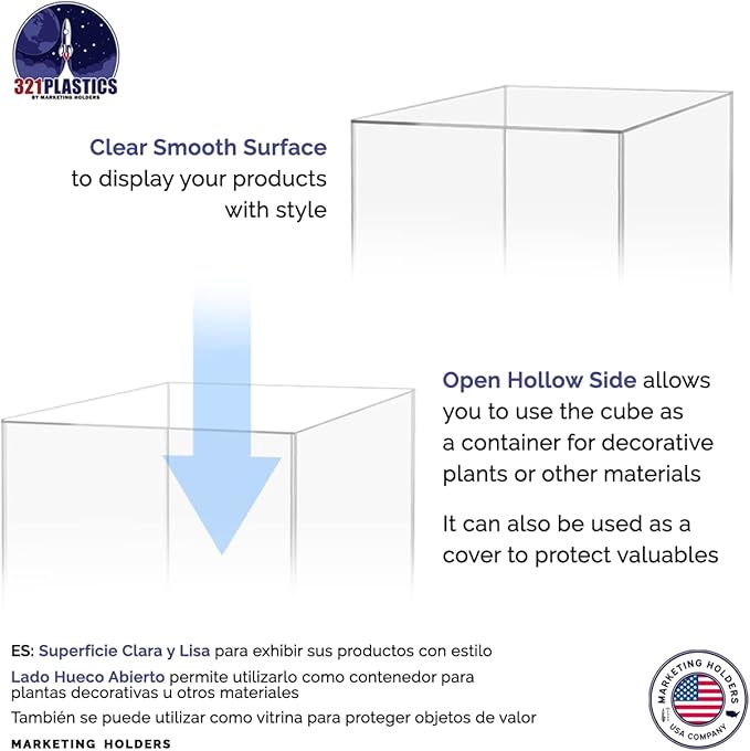 10" x 10" x 15" Acrylic Display Riser Box with One Open Side No Lid Versatile Clear Rectagular Plexiglass Retail Product Platform and Merchandise Storage Bin by Marketing Holders - Image 4