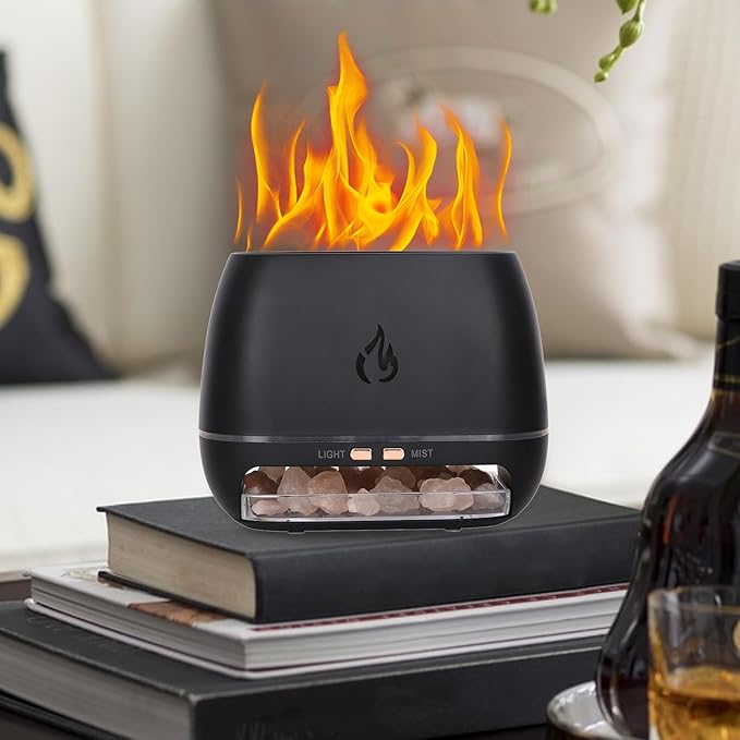 Ultrasonic Aromatherapy Diffusers - Small Salt Rock Scented Oil Diffuser,Aromatherapy Humidifier with 7-Color Light for Meditation Yoga Studio Spa Users Enthusiasts Bathroom Office Study Living Room - Image 3