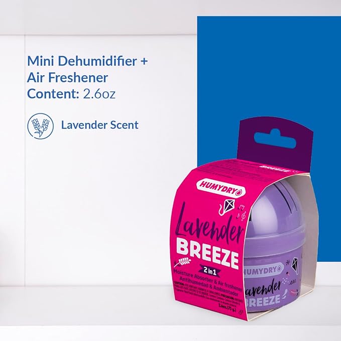 HUMYDRY Moisture Absorber Device, Mini Pack of 12 of 2.6oz, Small Space Dehumidifier and Air Freshener with Lavender Scent, Non Electric Humidity Absorber for Closet Bedroom and Compact Areas - Image 2
