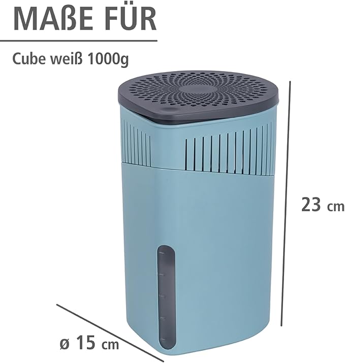 WENKO Portable Dehumidifier Drop Design, Compact and Rechargeable Dehumidifier for Bathroom, Closet, Bedroom, Garage, Covers up to 2800 Cubic Feet, 2.2 lbs, Turquoise, 5.9 x 9.1 x 5.9 in - Image 6