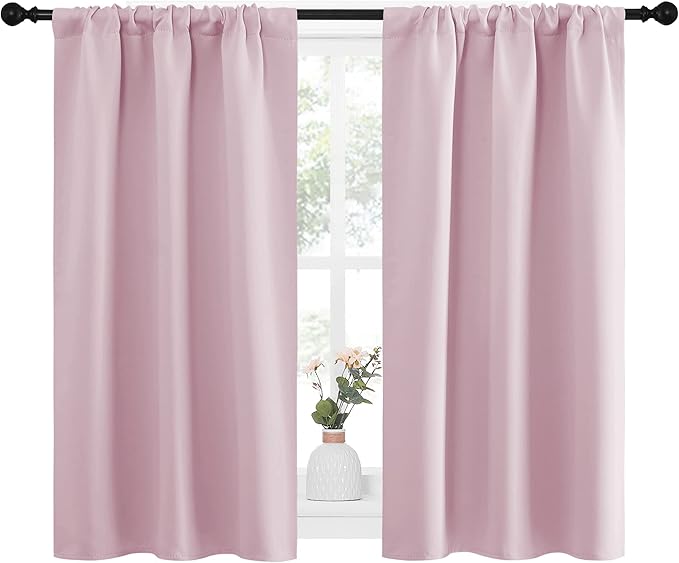 NICETOWN Kitchen Curtains Thermal Insulated Curtains & Drapes, Small Window Blackout Curtain Panels for Girls Room (Lavender Pink, 34 in x 45 in (W x L), 2 Panels) - Image 2
