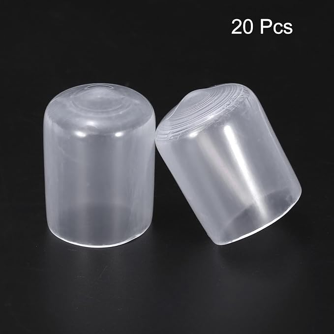 uxcell 20pcs Rubber End Caps 16mm(5/8") ID Vinyl PVC Round Tube Bolt Cap Cover Screw Thread Protectors Clear - Image 2