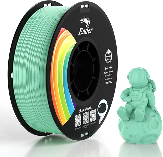 Creality 3D Printer Filament, PLA Plus Filament 1.75mm Jade Green, PLA Pro Toughness Upgraded Dimensional Accuracy +/- 0.03mm, 1KG Spool(2.2lbs) Ender PLA+ Filament for Most 3D Printer by Creality