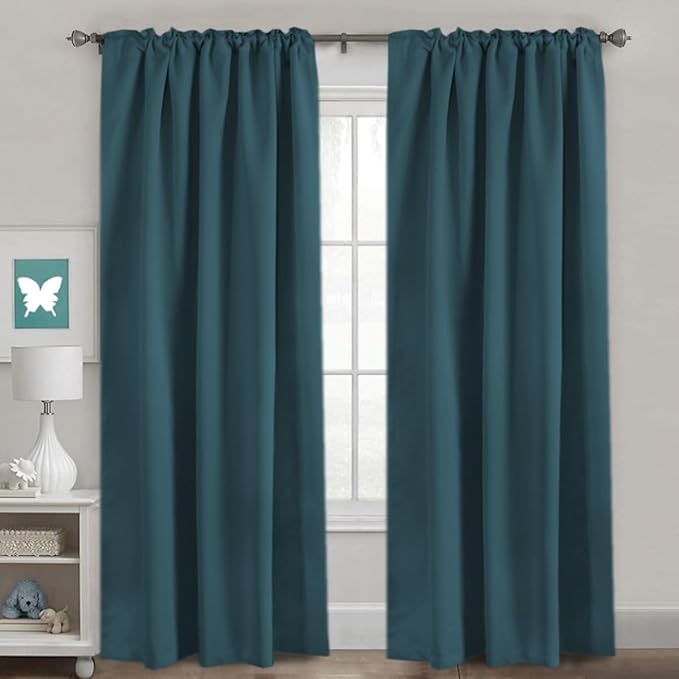 H.VERSAILTEX Blackout Curtains Thermal Insulated Window Treatment Panels Room Darkening Blackout Drapes for Living Room Back Tab/Rod Pocket Bedroom Draperies, 52 x 84 Inch, Dark Teal, 2 Panels - Image 2
