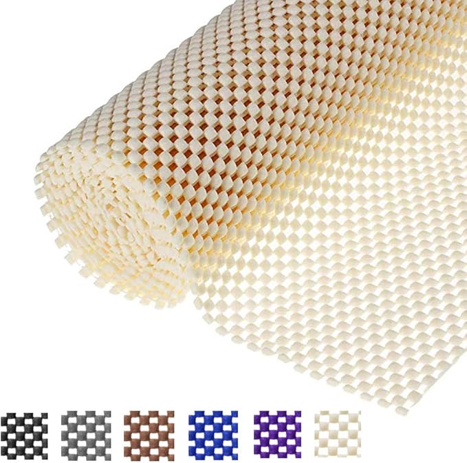 Shelf Liner Drawer Liner Non-Slip Mat Shelves Liners 12" X6.5’ Grid Pattern PVC Non-Adhesive Grip Liner Anti-Slip Mat for Kitchen Cabinets Wire Shelving Pantry Dresser Refrigerator (Beige) by L7HWDP