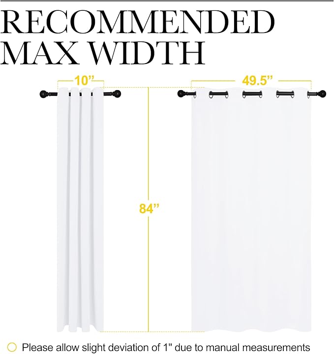 NICETOWN 100% Blackout Window Curtain Panels, Cold and Full Light Blocking Drapes with Black Liner for Nursery, 84 inches Drop Thermal Insulated Draperies (White, 2 Pieces, 52 Wide Each Panel) - Image 4