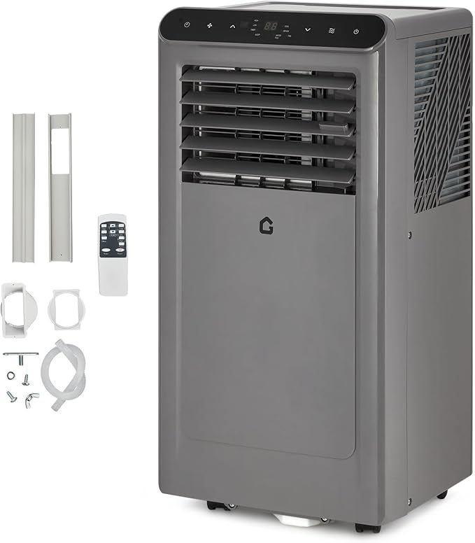 8000 BTU Portable Air Conditioners, 3 in-1 Portable AC Unit with Dehumidifier, Quiet Air Conditioner for Bedrooms and Offices up to 350 Sq.Ft, Remote Control & 24H Timer, Grey & Black by GarveeHome