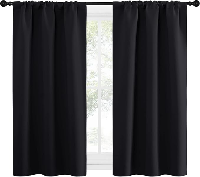 NICETOWN Black Out Curtain Panels for Kitchen - Energy Smart Decoration Thermal Insulating Blackout Drapes/Draperies for Small Window (2 Panels, 34 in x 54 in (W x L)) - Image 2