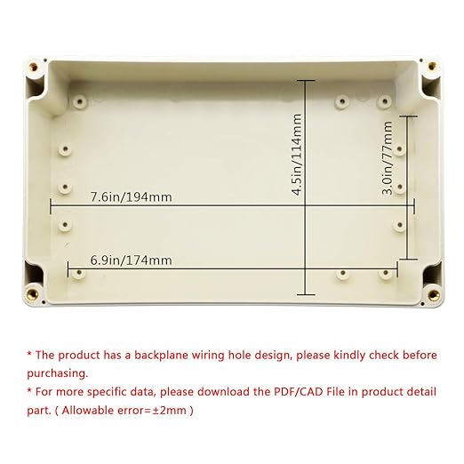 LeMotech Waterproof Dustproof IP65 ABS Plastic Junction Box Universal Electric Project Enclosure Pale Gray 7.9 x 4.7 x 2.95 inch (200 x 120 x 75 mm) - Image 5