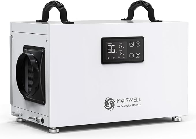 145 Pints Commercial Dehumidifier with Pump, Crawlspace Dehumidifiers with Drain Hose for Compact Tight Basements Large Spaces by Moiswell