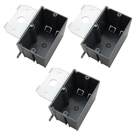 MAKERELE 1-Gang Adjustable Outlet Box Plastic, PVC Grey Electrical Switch Outlet Box, 21 Cubic Inches Flexibly Adjustable Electrical Box for Drywall with ETL Certified(3 Pack) by MAKERELE