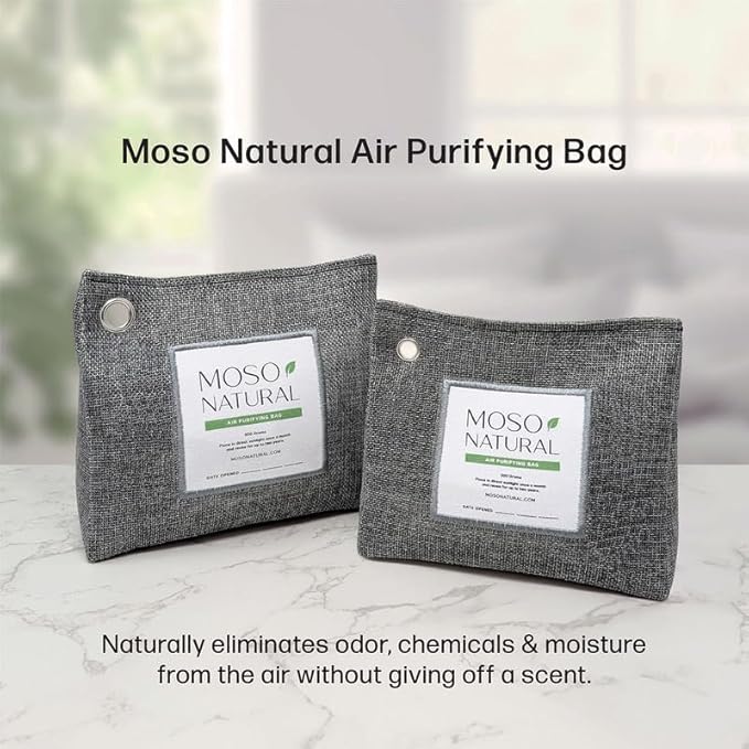 Moso Natural Air Purifying Bag 600g, Premium Bamboo Charcoal Odor Absorber, Room Deodorizer for Large Spaces, Bedroom, Kitchen, Basement, Pet Odor Eliminator for Home, 21oz Charcoal Bags (2 Pack) - Image 3
