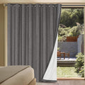 H.VERSAILTEX Linen Blackout Curtains Durable Thick Textured Linen Look 100% Blackout Patio Door Curtain Anti Rust Grommet Extra Wide Sliding Door Curtain Panel, W100 x L96 inch - Grey by HVERSAILTEX