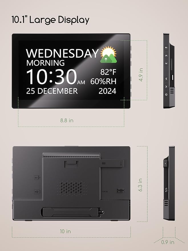 Raynic Digital Clock, Large Display Calendar Clock with 12 Themes, 20 Alarms, 20 Reminders, Auto Dimming, 12/24 Hours, Indoor Temperature, Humidity for Seniors, Desk - Image 8