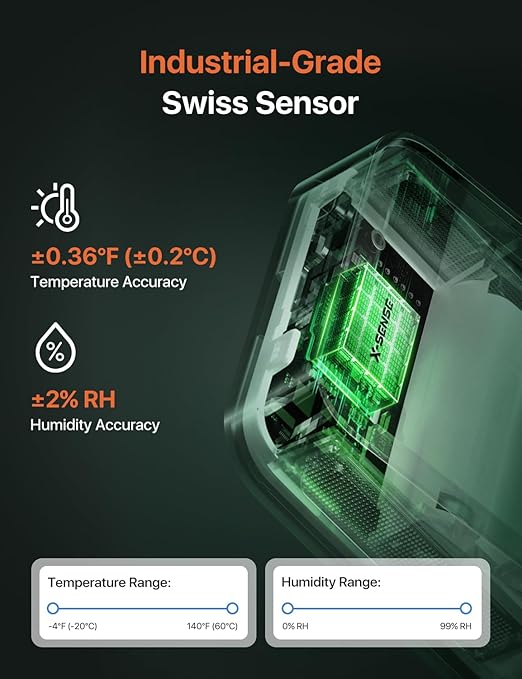 X-Sense WiFi Thermometer Indoor Hygrometer, Digital Temperature Sensor with App Notification Alerts, Temperature Humidity for Room, Data Storage Export at No Charge, 3 Sensors & 1 Base Station, Black - Image 4