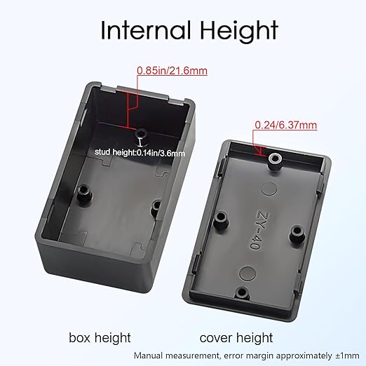 Project Box 8 Pieces Electrical Box Small Junction Box ABS Plastic Enclosure Power Electronic Case Black 2.4" x 1.4" x 1"(61 x 36 x 25mm) - Image 5