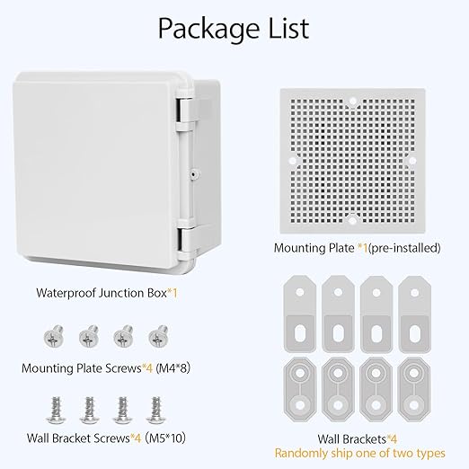Junction Box, ABS Plastic IP65 Waterproof Dustproof Universal Electrical Enclosure Hinged Shell Outdoor and Indoor Usage Project Box, 5.9"x 5.9"x 3.5"(150x150x90mm), Grey - Image 7