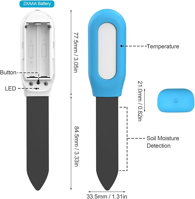 Yunseity Soil Meter, Smart Soil Tester with Real Time Monitoring for Indoor Plants, Humidity Temperature Alarm and Low Battery Alert (SGS01) - Image 7
