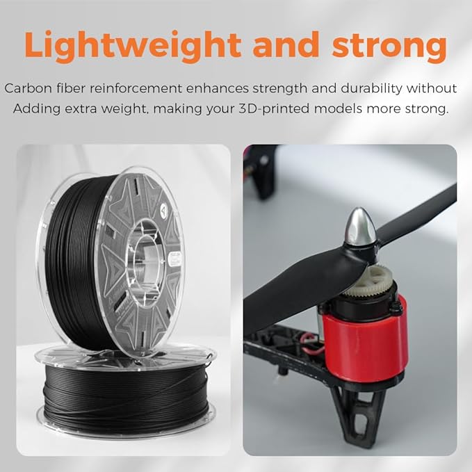 Creality Hyper PA612-CF 1.75mm 1KG, Halloween Gifts 3D Printer Filament - 15% Carbon Fiber Nylon Filament Reinforced - High-Strength, Low-Hygroscopic & Precision Molding for Industrial Applications - Image 3