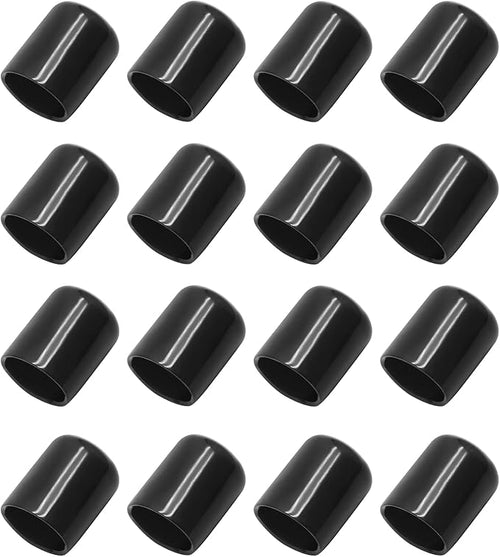 12 Pcs Round Rubber End Caps 4/5" (20mm) ID Vinyl Flexible Bolt Chair Foot Covers Screw Thread Chair Leg Protectors for Round Tubing Bolt Desk Chair Leg (Black) by Bonsicoky