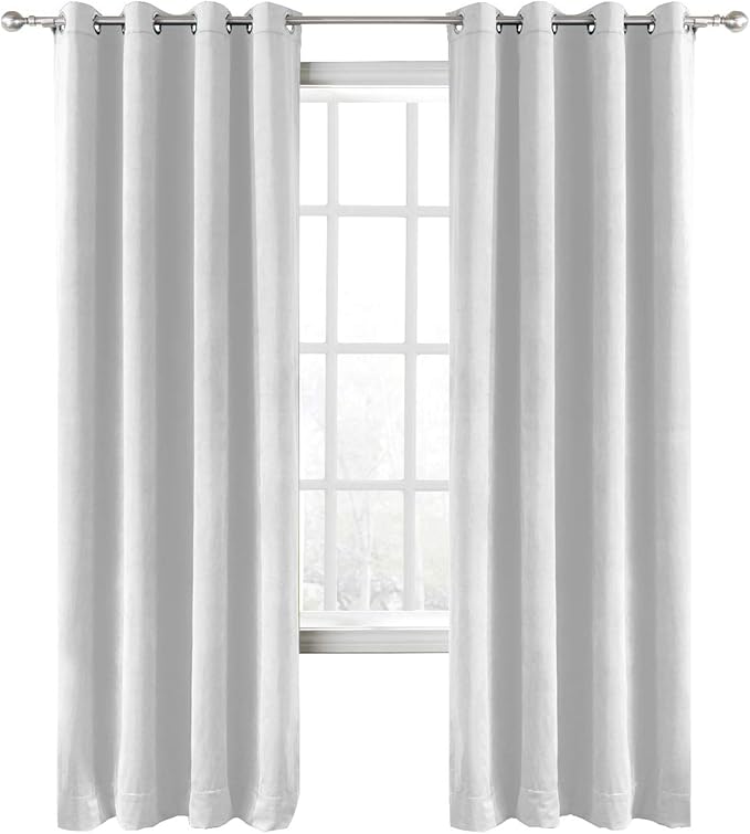ChadMade Blackout Lined Premium Velvet Curtain Off White 84Wx72L Inch (1 Panel), Eyelet Grommet for Livingroom Bedroom Theater Studio, Leon Collection by ChadMade