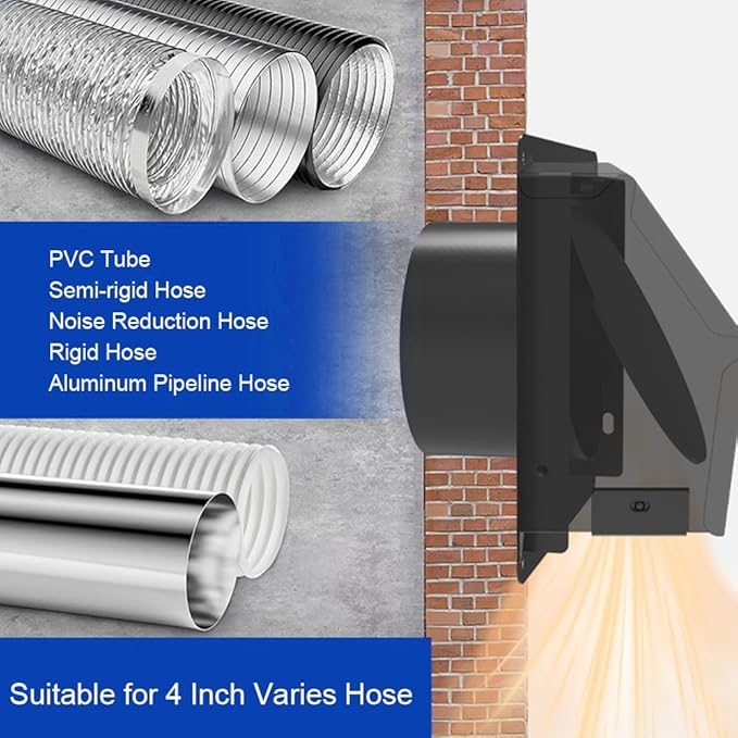 Picowe 4 Inch Dryer Vent Cover Outside, Metal Wall Vent Cover with Removable Lid & Noise-Reducing Sponge Gasket, for Dryer, Bathroom, Kitchen, Garage Exhaust - Image 5
