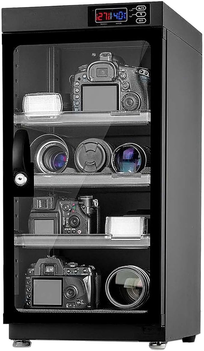 50L Digital Camera Dehumidify Storage, Dehumidifying Dry Cabinet Box, 4 Layers for Camera Lens, Electronic Equipment, Electronic Dry Cabinet Storage with Temp & Humidity LED Screen by Unknown