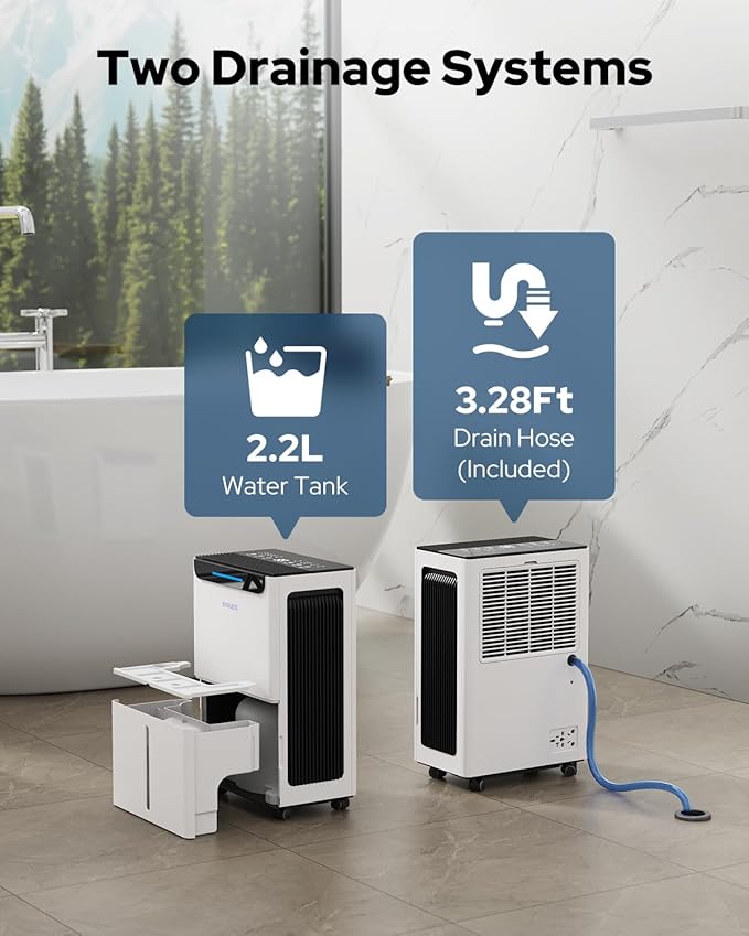 1600 Sq.ft Dehumidifier for Basement - 21 Pints, Drain Hose & Humidity Control Large Room Dehumidifiers for Home, RV, Bathroom, Bedroom - 3 Modes & 24H Timer White - Image 7