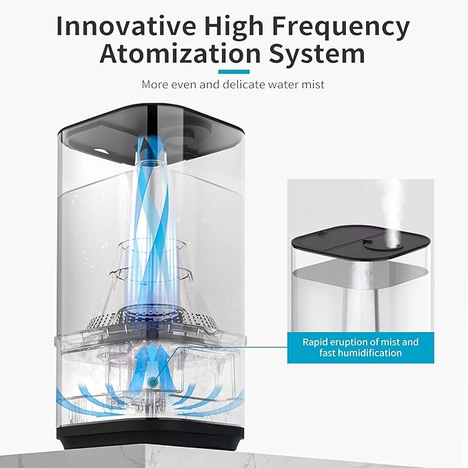 AIRPLUS Powerful Humidifier for Bedroom Lasting up to 60 Hours, Top-Refilling Cool Mist Humidifier for Home with A Water Tank of 4L - Image 4