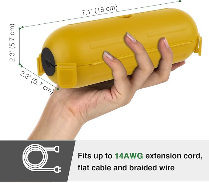 Flemoon [3 Pack] Outdoor Extension Cord Safety Cover with Waterproof Seal, Weatherproof Electrical Connection Box for Outdoor Outlet, Plug, Socket, Christmas Holiday Decoration Light, Yelllow - Image 3