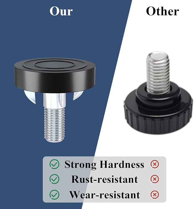 Adjustable Leveling Feet: 12pcs,M8 Thread T-Nuts & Floor Protectors, Heavy Duty Furniture Levelers for Cabinets,Sofa,Tables,Chairs on Hardwood/Tile/Carpet - Image 4