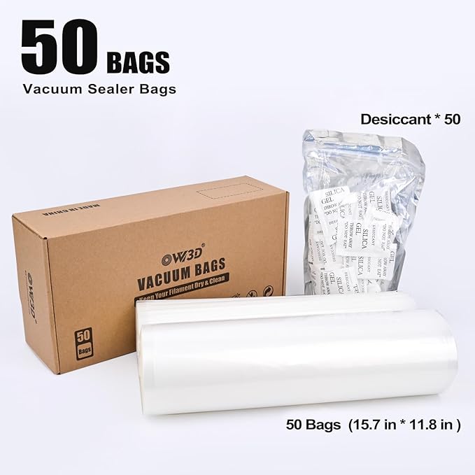 Filament Storage Bags 50 Pcs for Vacuum Sealer with 50 Desiccants, 15.7X11.8in Only Filament Bags and Desiccants, Without Sealer Machine - Image 2