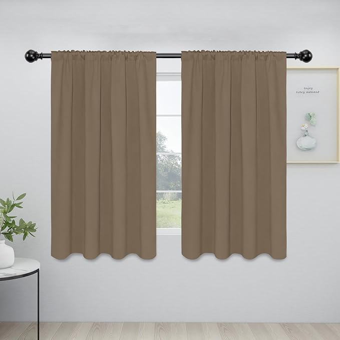 Easy-Going Rod Pocket Blackout Curtains for Bedroom, Room Darkening Window Curtains for Living Room, Thermal Insulated Noise Reduction Solid Window Drapes, 2 Panels(42x54 in, Camel) by Easy-Going