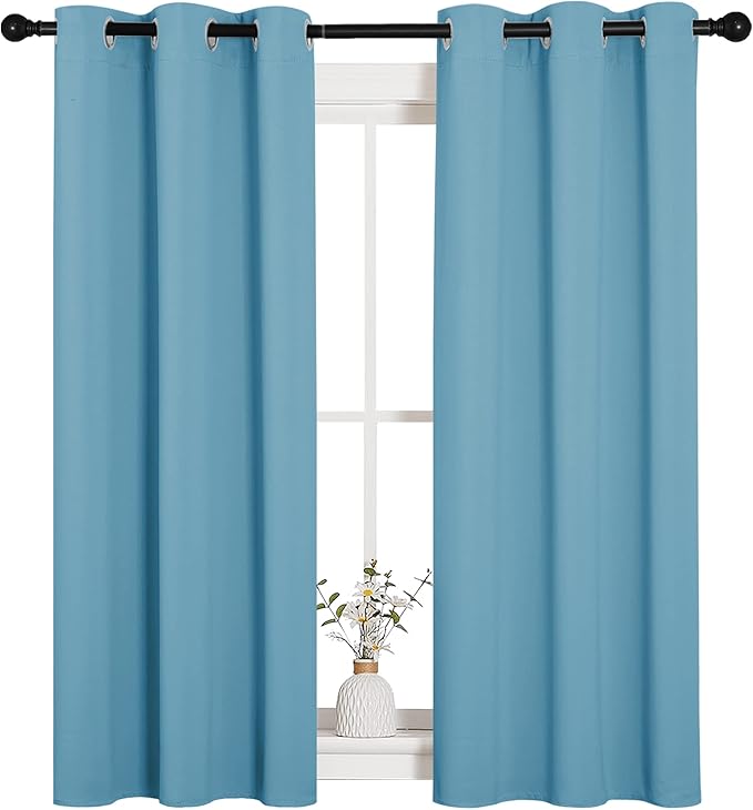 NICETOWN Blackout Draperies Curtains for Kids Room, Window Treatment Thermal Insulated Grommet Blackout Drape Panels for Bedroom (Teal Blue, Set of 2, 34 by 54 inches) - Image 4